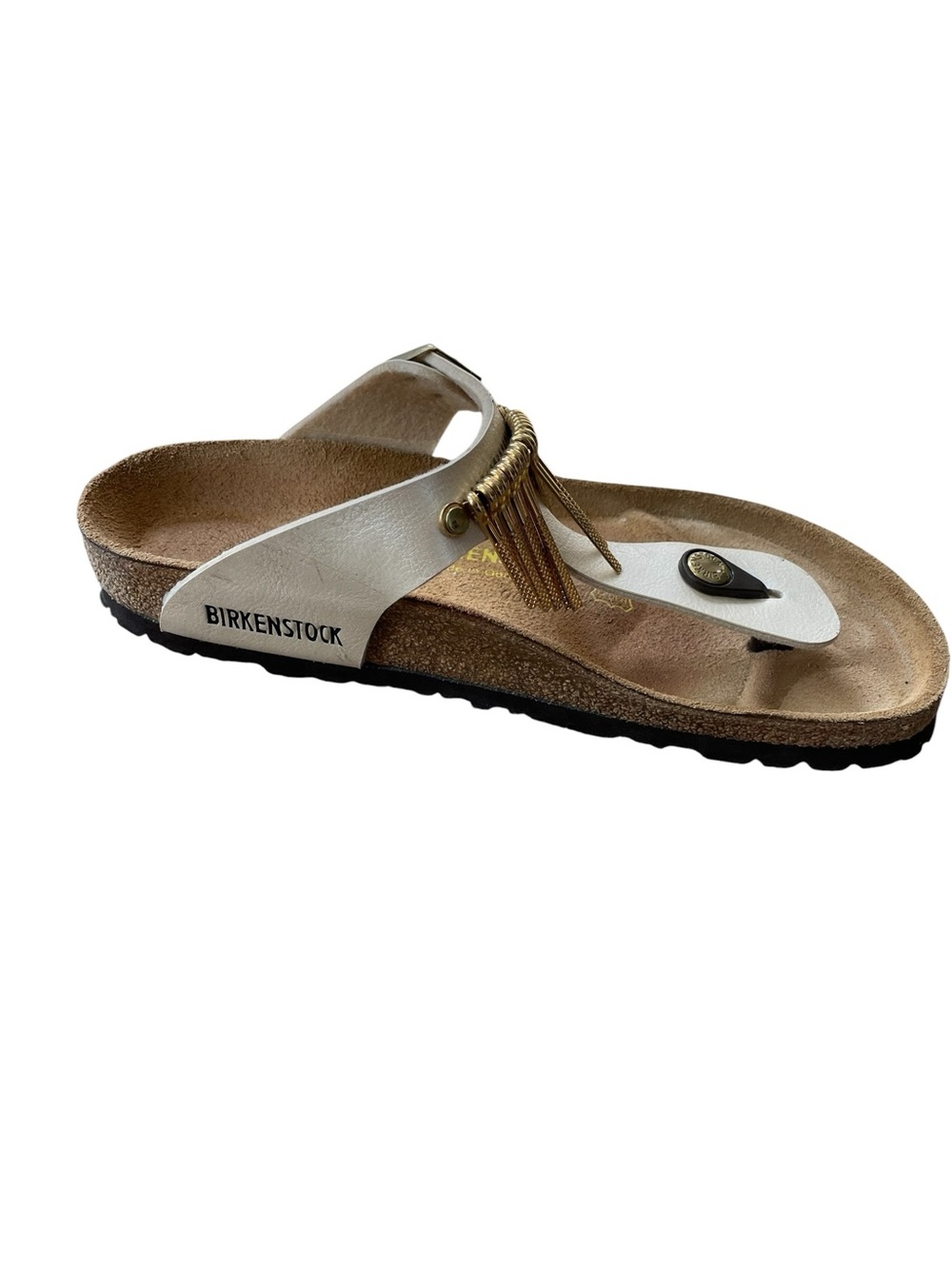 Birkenstock Rare Boho Cream Fringe Gizeh Thong Sandals 7 - Picture 4 of 13